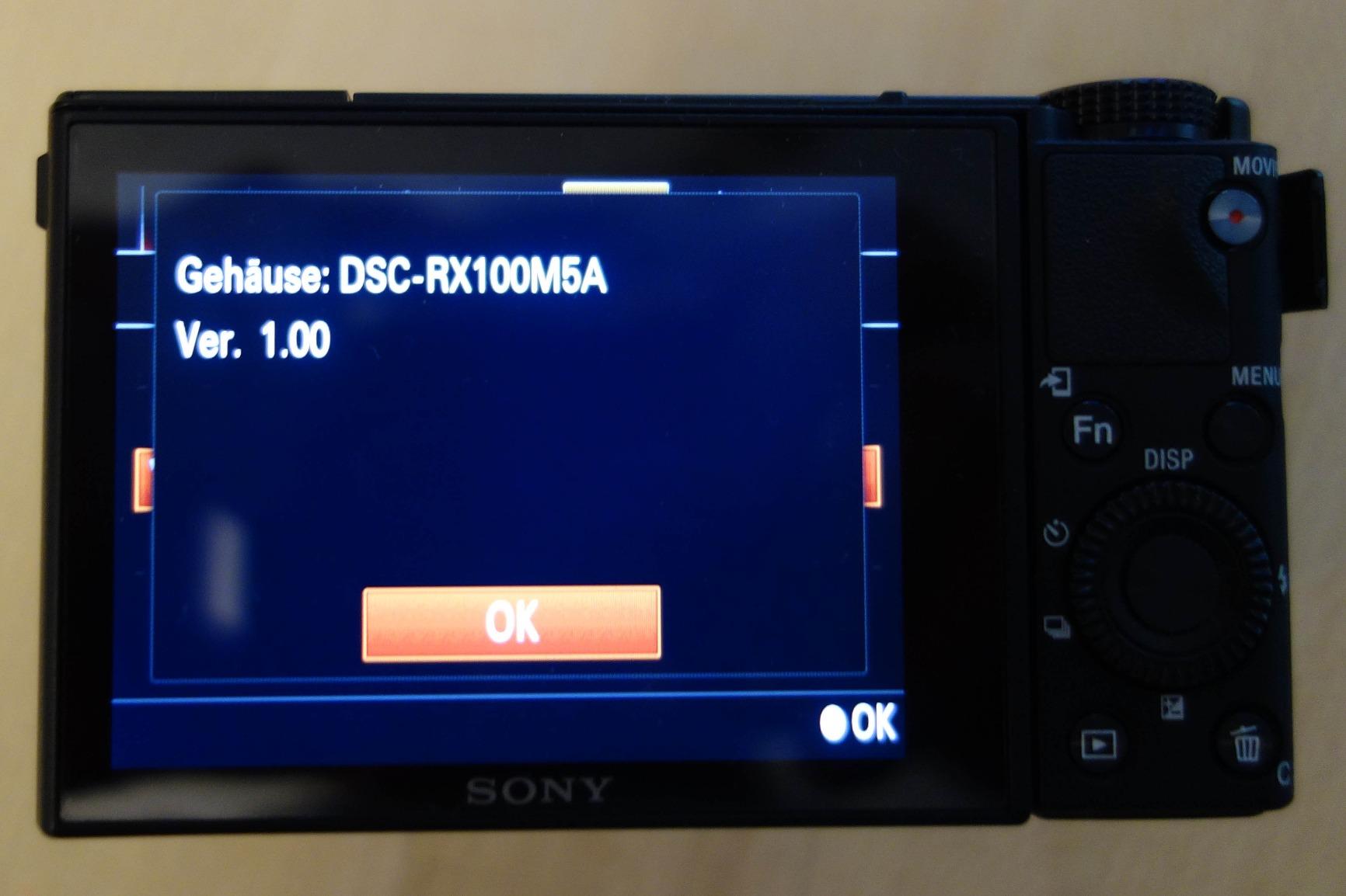 Hinweis zum Modell Sony DSC-RX100 V - bzw. Sony DSC-RX100 VA