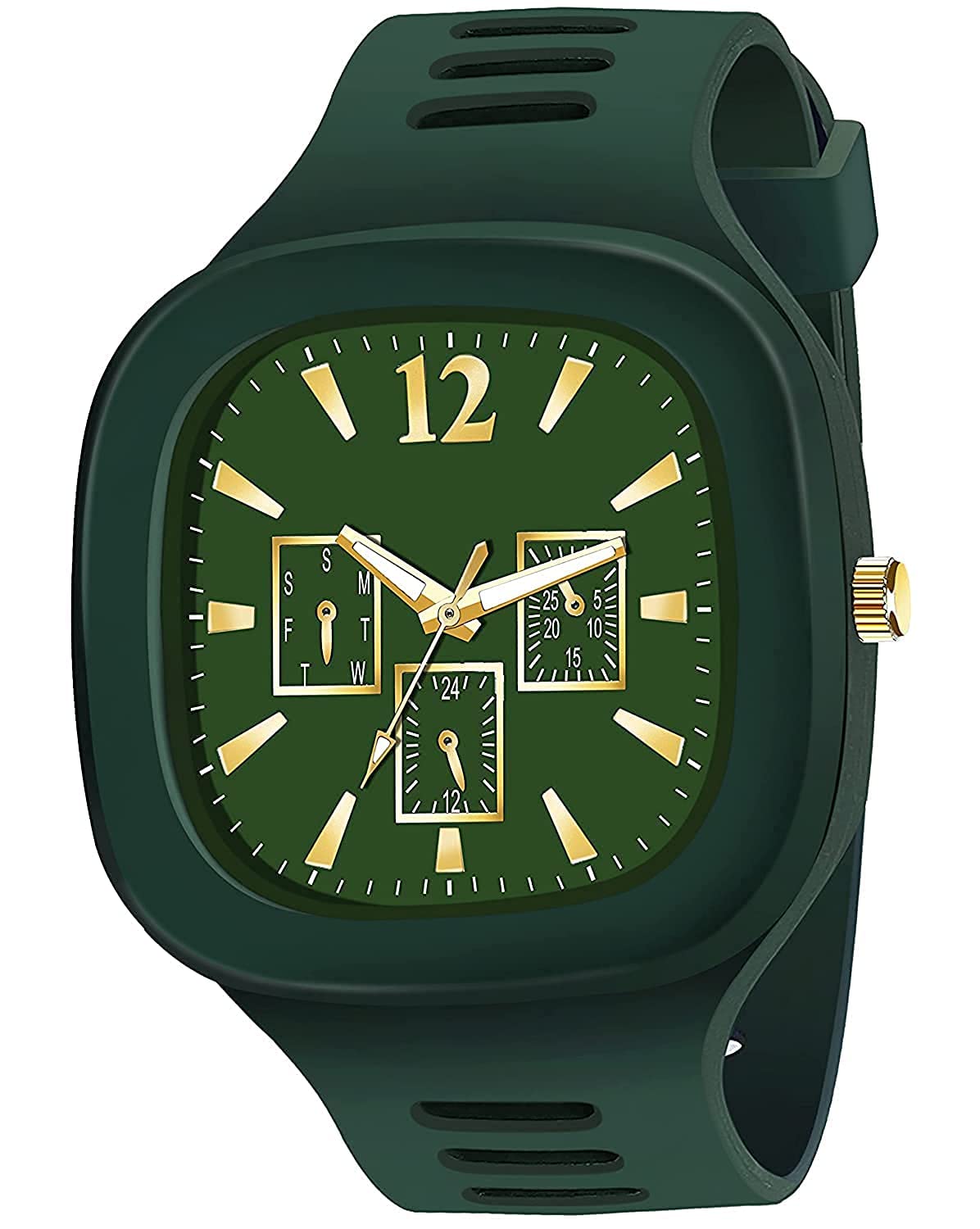 Navkar Crafts Silicone Strap Analogue Sports Watch Rectangular Dial Men Watches Boys Watches Boys Watch Quartz Wrist Watches for Men or Boys (Green) (B0BLLTML6V) Amazon Price History, Amazon Price Tracker