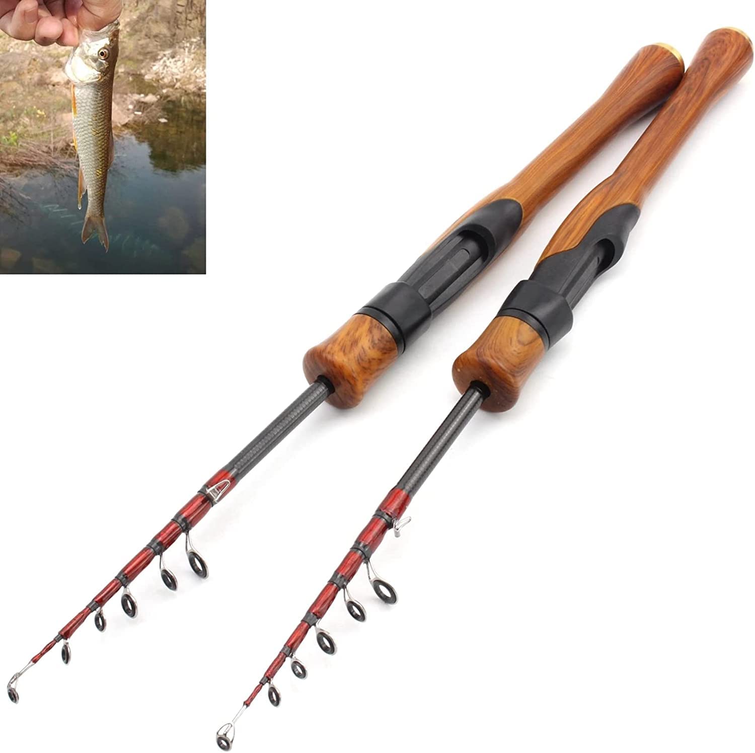 ZUMAHA Pesca Caña de Pescar Ultraligera Profesional, caña de Pescar telescópica eléctrica, caña giratoria, Peso 1-5g, Captura para niños Principiantes Fuerte