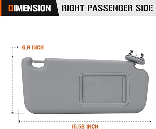 Miniatura 6 de Visera solar con luz de tocador para Toyota RAV4 2006-2013, repuesto de parasol gris del lado derecho del pasajero 74310-42452-B2