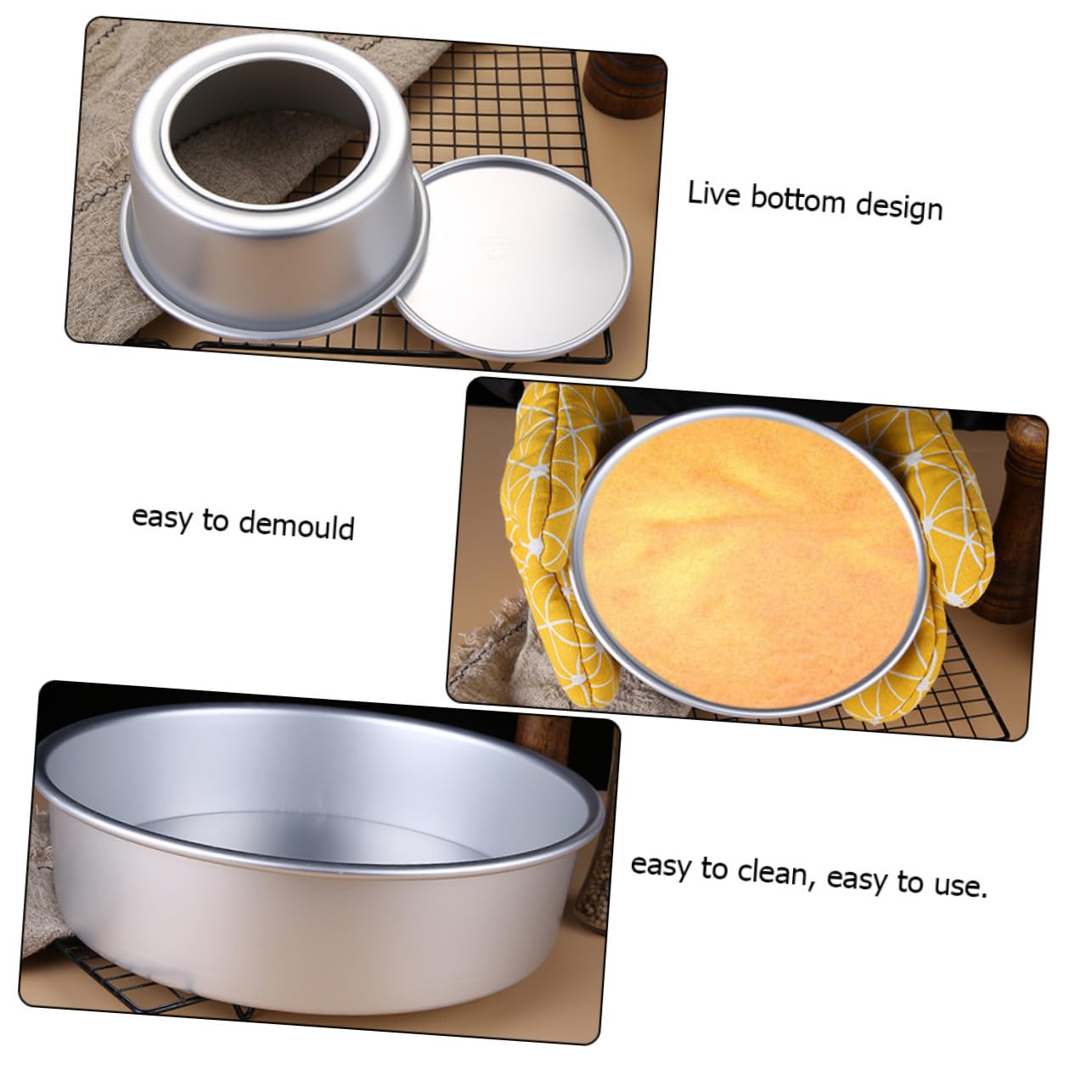 Molde Redondo para Pastel Antiadherente Aluminio y Diseño Desmontable Fácil de Limpiar para Repostería DIY