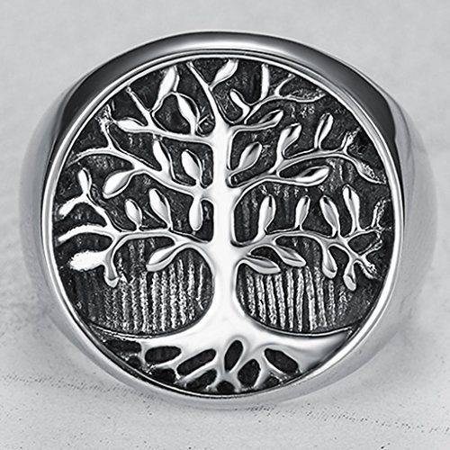 Jude Jewelers Stainless Steel Tree of Life Round Signet Ring - Image 4