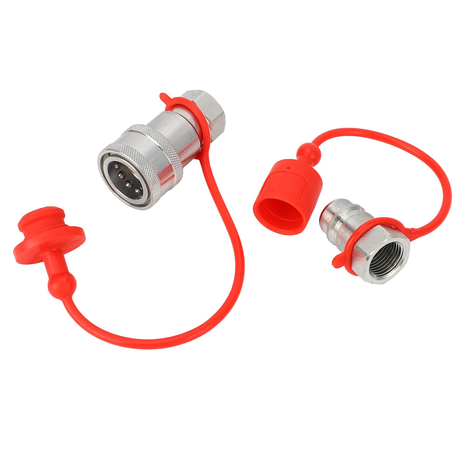 1/2 Inch NPT Hydraulic Coupler Set, ISO 7241-A Quick Connect Coupling with Metal to Metal Sealing, Sturdy Structure, Automatic Leakage Prevention, Interchangeable Compatibility