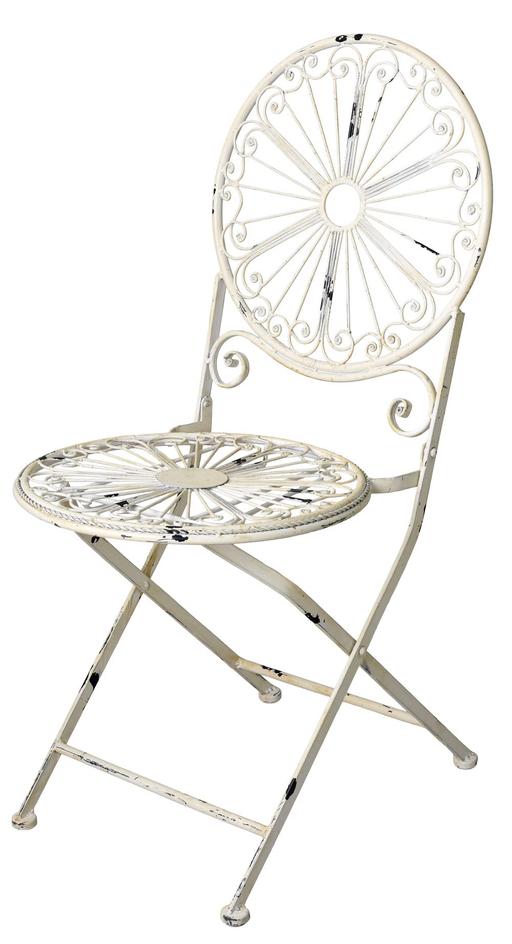 Aubaho - Coppia Di Sedie Da Giardino In Ferro Battuto Pieghevoli - Stile Antico, 40x96x44 Cm, Altezza Seduta 48 Cm - Portata 9 Kg