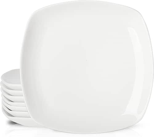 8 Pack Ceramic Appetizer & Dessert Plates, 7 inch White