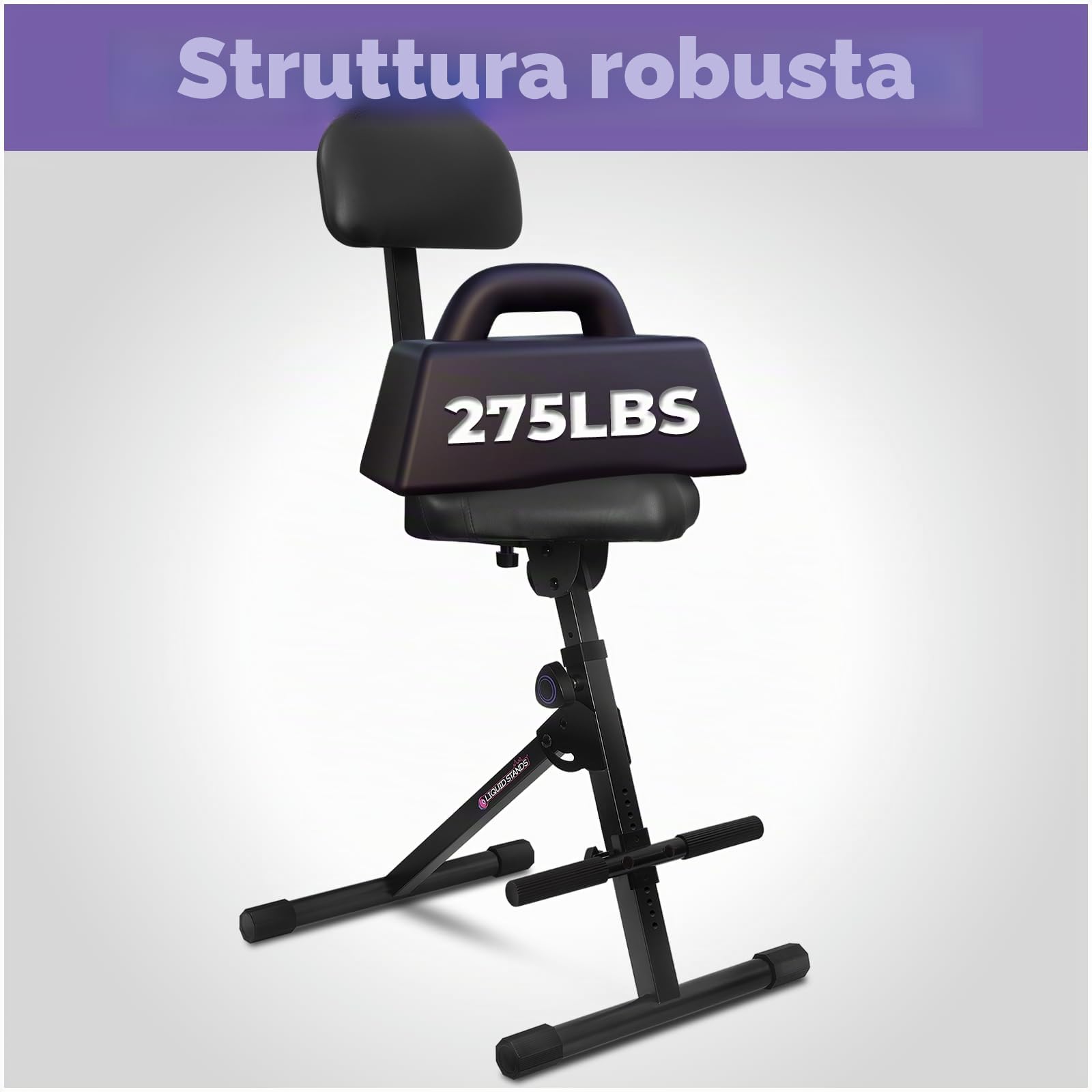 Liquid Stands Sgabello regolabile per chitarra, con schienale, per musicista, batteria, per adulti, bambini, batterista e chitarrista, sgabello per musicista