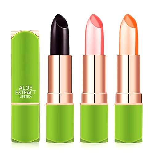 Juego de bálsamo labial teñido de aloe, paquete de 3 lápices labiales que cambian de color, lápiz labial de gelatina que cambia de color, lápiz