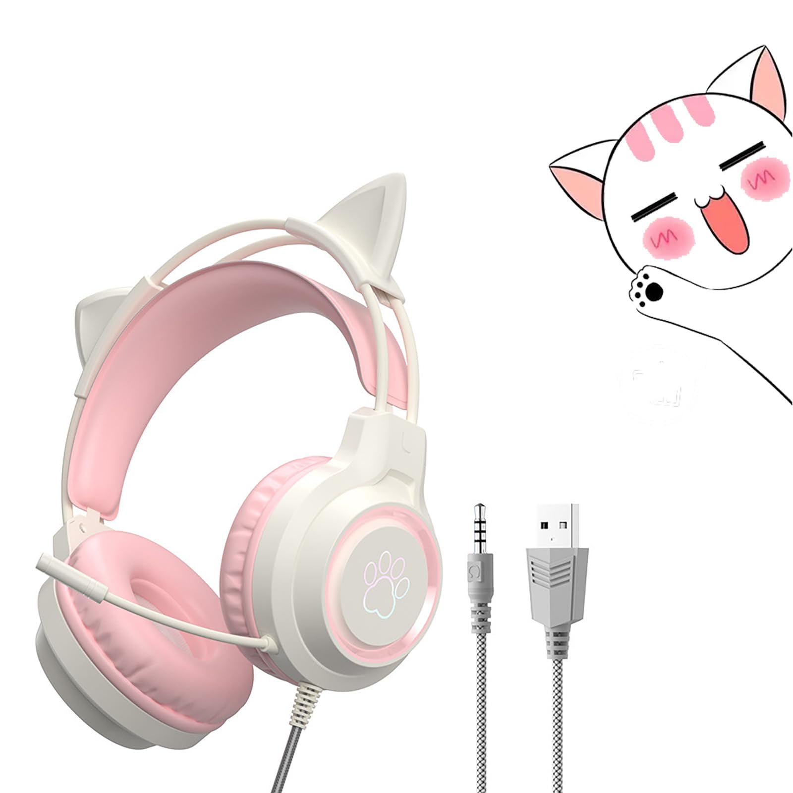 Amazon.co.jp: ゲーミングヘッドセット 猫耳ヘッドホン ねこみみ