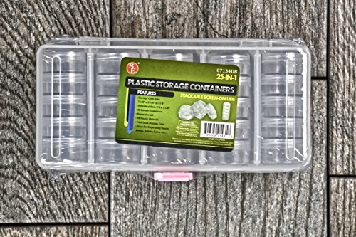 Se 25-In-1 Round Containers Inside A Plastic Storage Box With Stackable Screw-On Lids, 7/8" X 1-1/8", Clear - 87134Db #TOP6