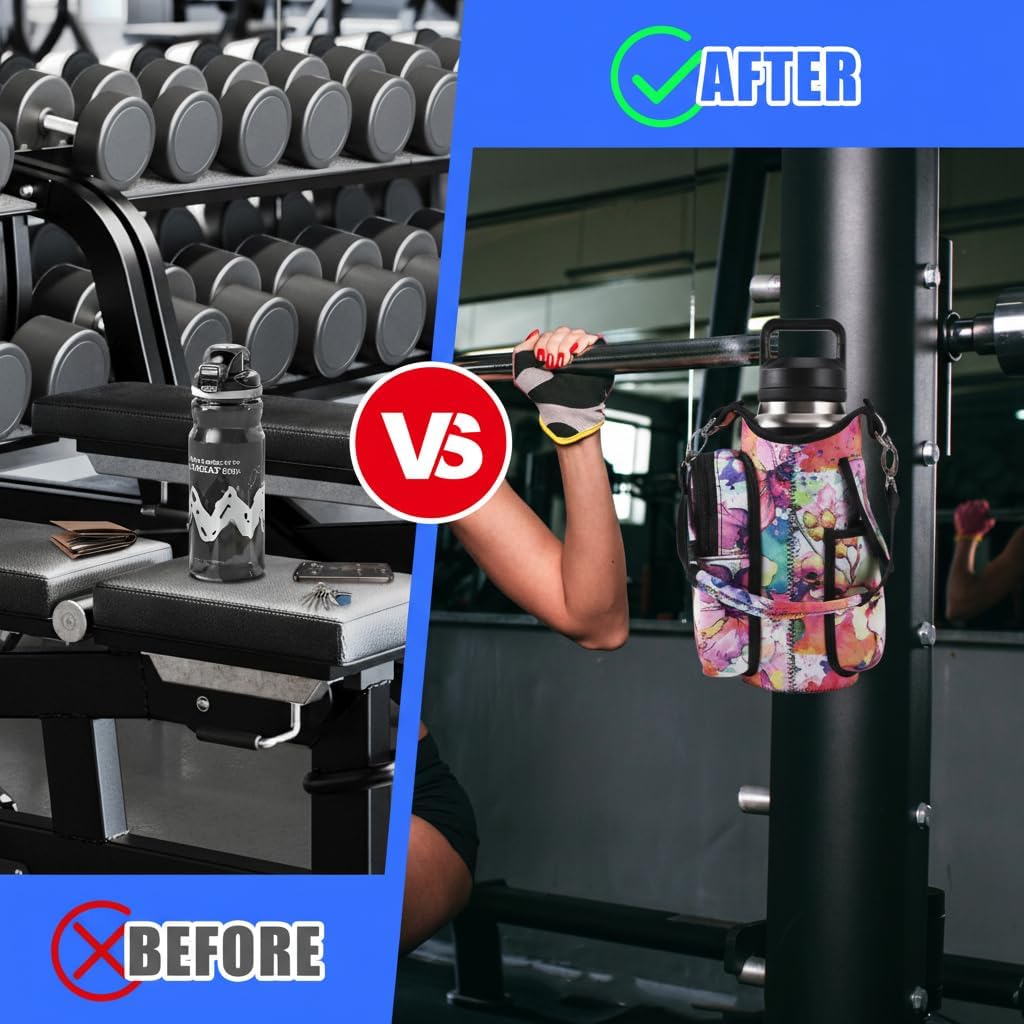 icolor Magnetic Gym Bag Water Bottle Carrier Holder with Phone Pockets & Shoulder Strap,Gym Magnetic Bag 5 Built-in Magnets Gym Accessories Organizer Sling Bottle Bag Pouch Sleeve - Image 6