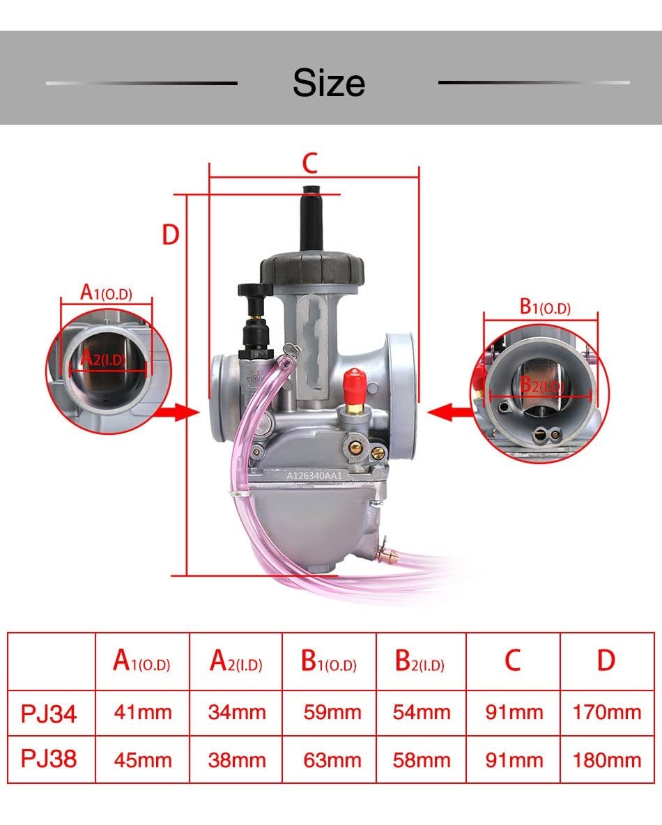 Amazon.co.jp: キャブレター PJ34 PJ38 キャブレター 250-400CC 2T 