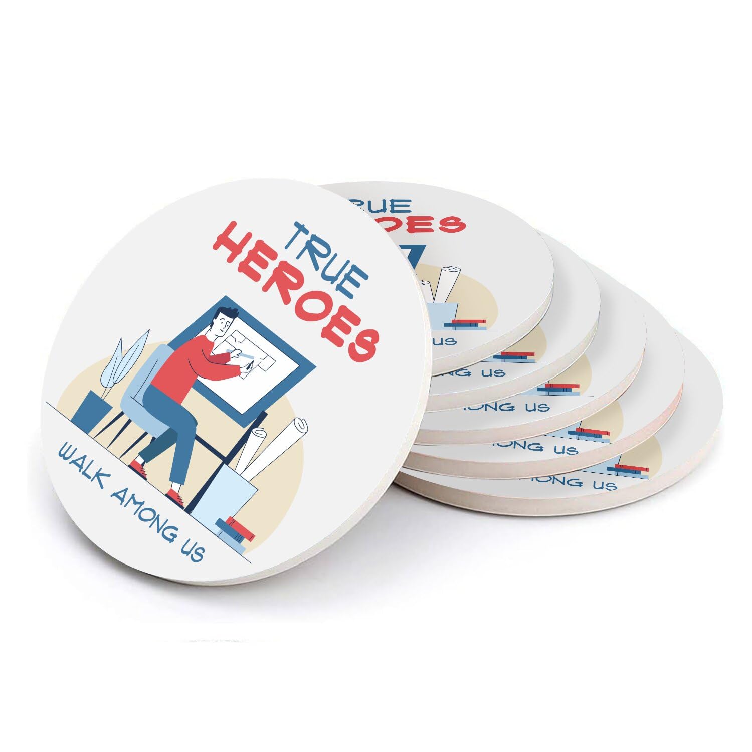 Sous verre ronds en céramique haut de gamme collection True Heroes