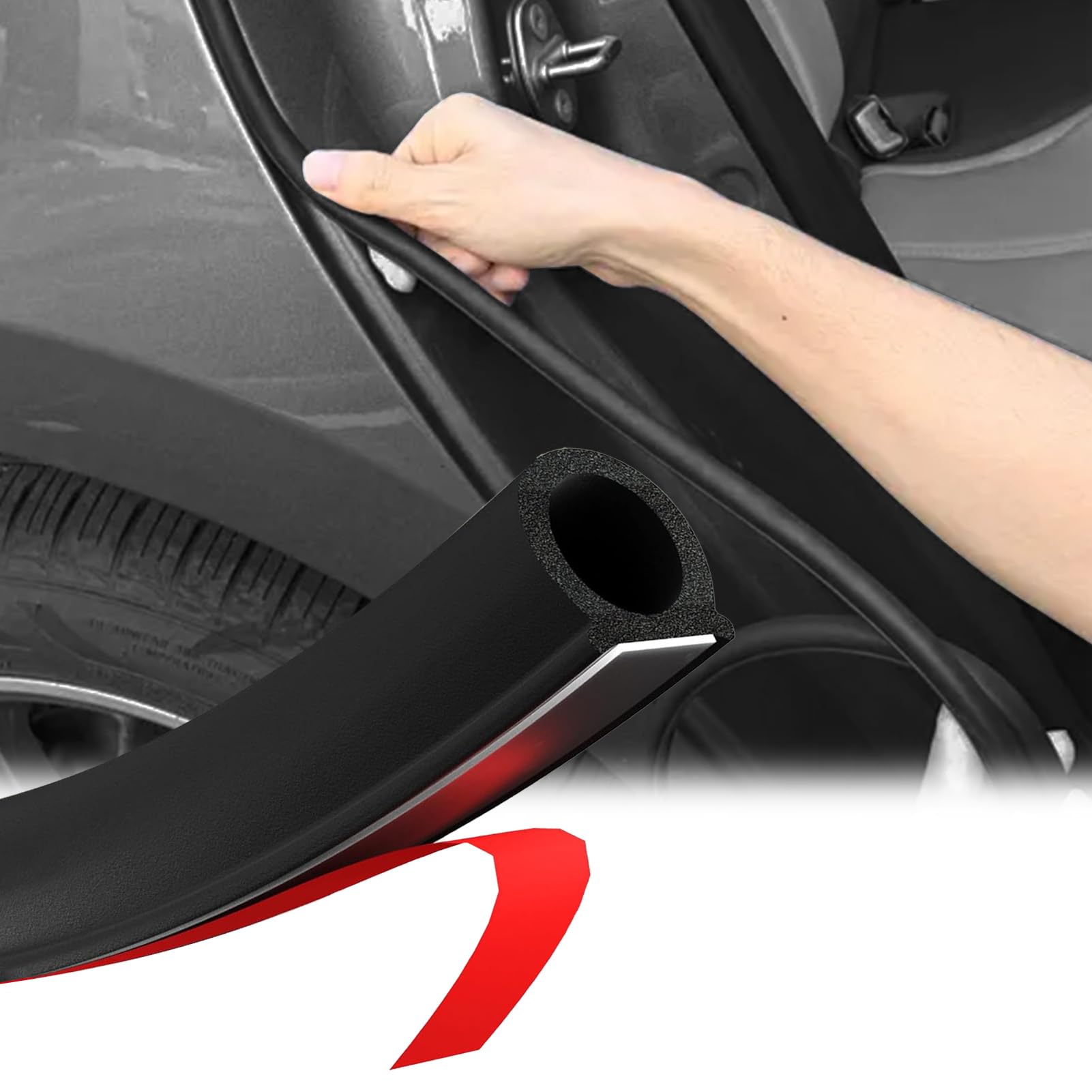 Junta de goma autoadhesiva para puerta de coche, 8 m en forma de D, protección de bordes de goma, protección acústica, impermeable, universal, YuLiMirich