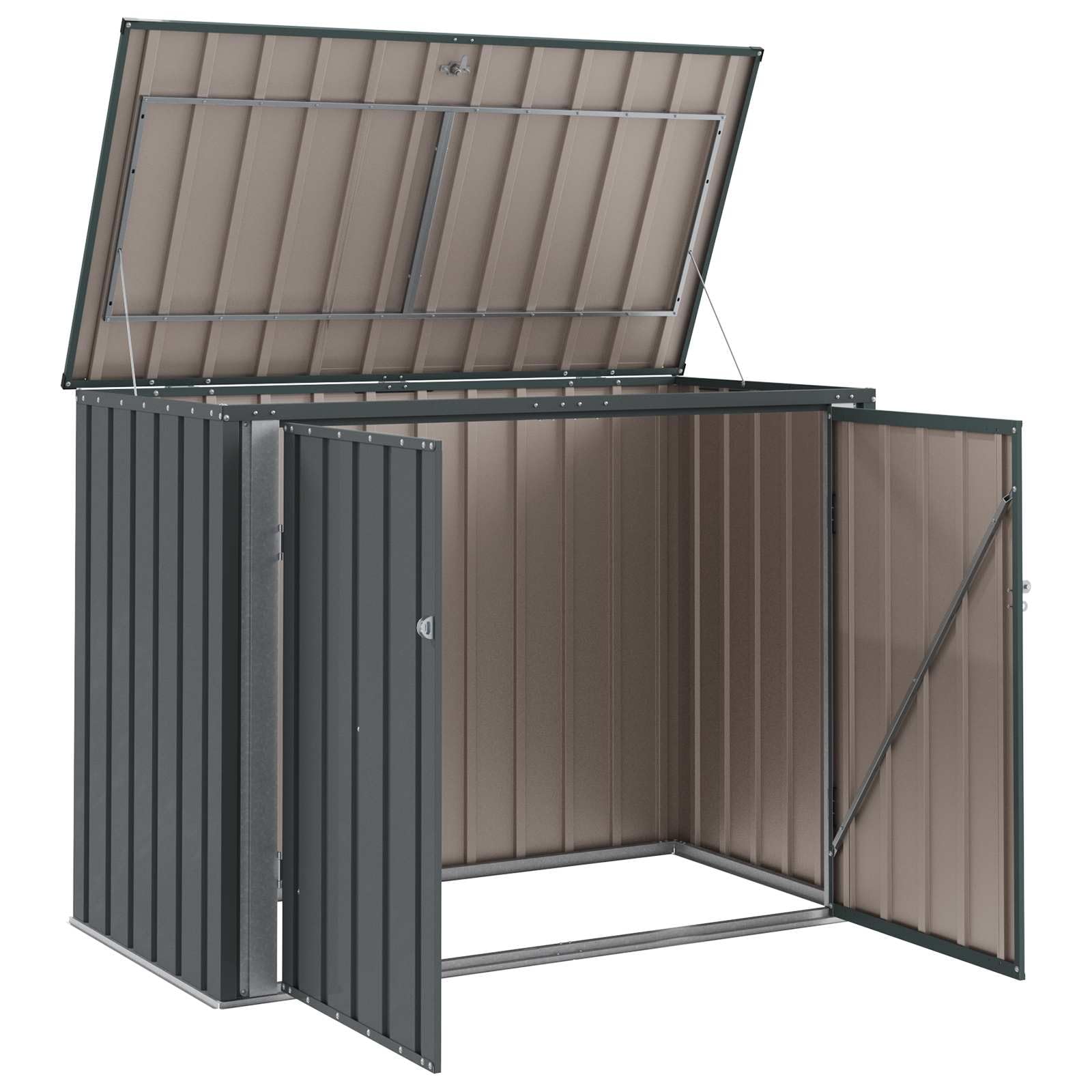 Metalowa szopa ogrodowa, czarna, 151,5 x 82 x 110,5 cm, odporna na warunki atmosferyczne, zamykana, z dużą ilością miejsca do przechowywania narzędzi ogrodowych, rowerów, kosiarek do trawy i