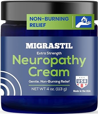 Basic Vigor Migrastil Neuropathy Relief Cream Extra Strength for Feet, Legs, and Hands. Made in The USA. Vegan and Cruelty-Free, Non-Greasy, Gentle, Non-Burning with Cooling Effect 4 oz.
