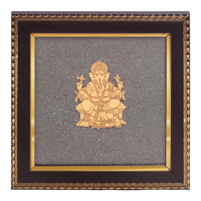Image of Lord Ganesha Wall Frame for Wealth & Success, Gold Finish Spiritual Wall Decor for Home, Office & Entrance Vastu Art