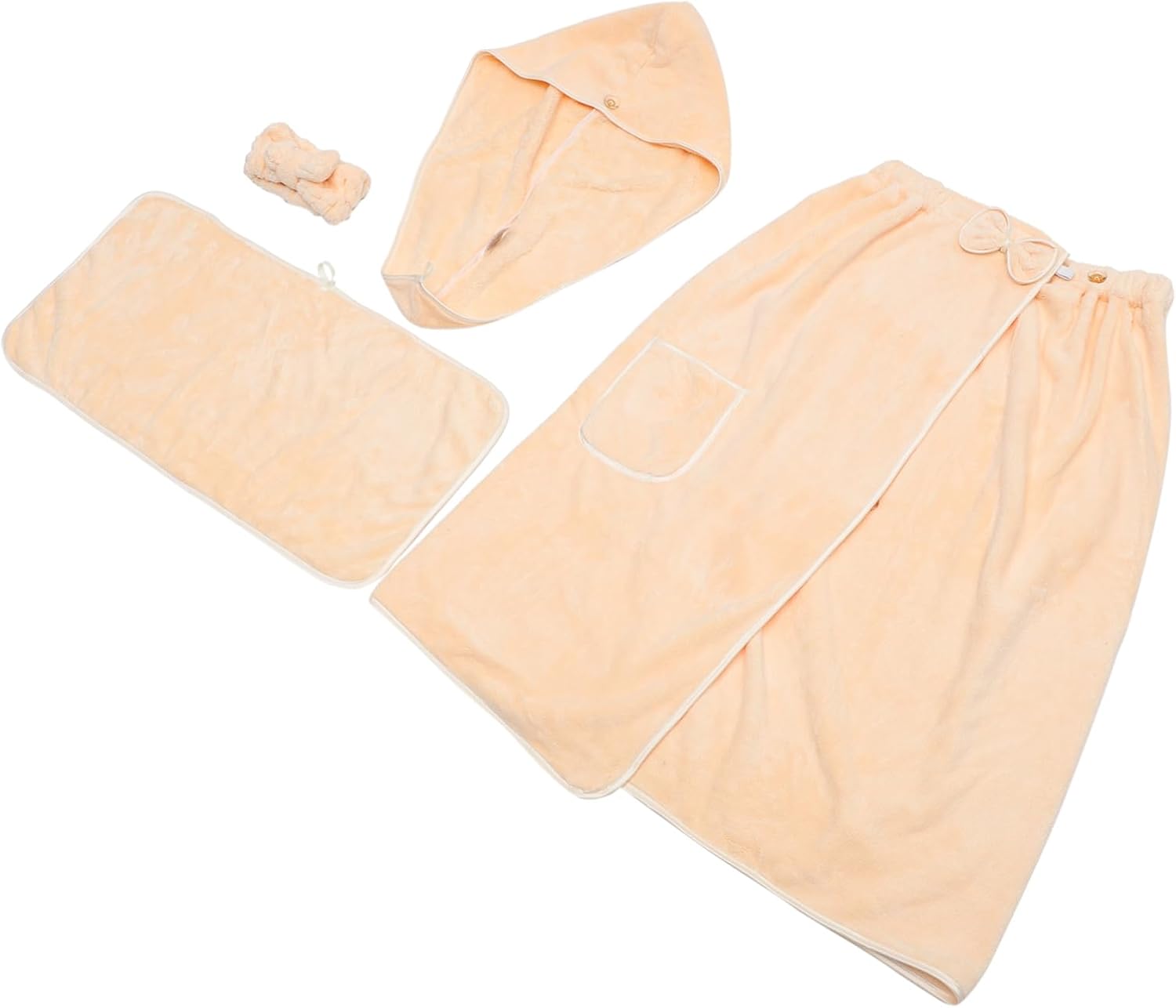 Soft Bath Towel Wrap Set for Women Large Body Wrap Shower Hat and Headband Combo Breathable Comfortable Beauty Salon Essentials in Red with Bow Design