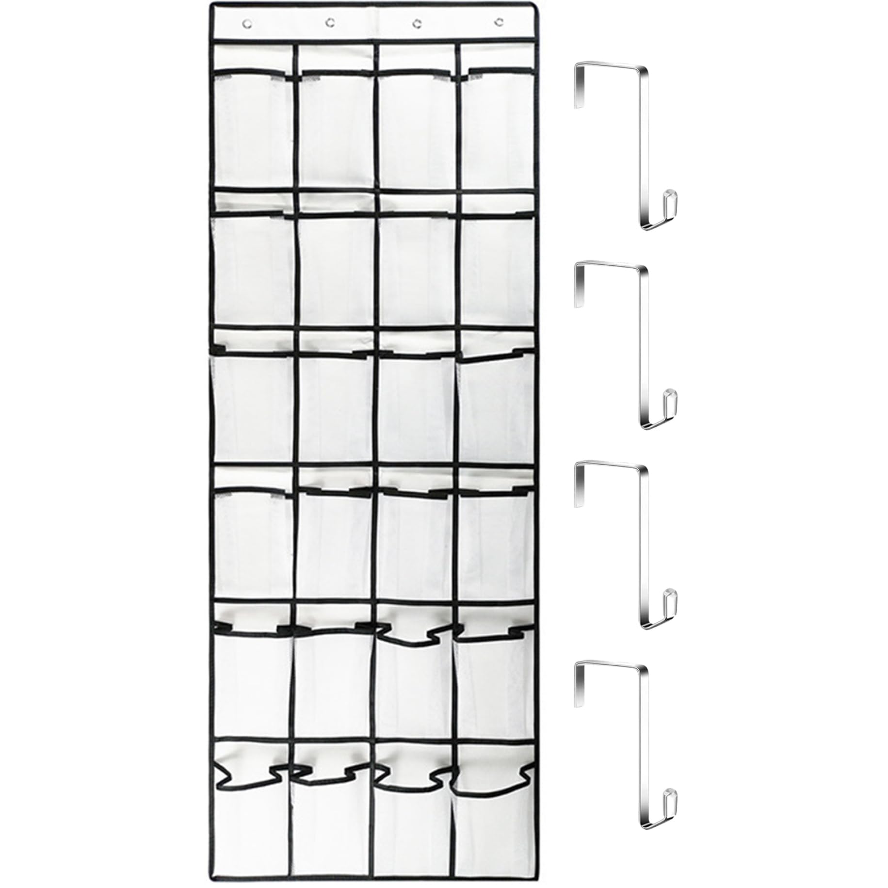 Organizador de zapatos colgante con 24 bolsillos grandes sobre la puerta para zapatos de talla 13 (59 x 21)