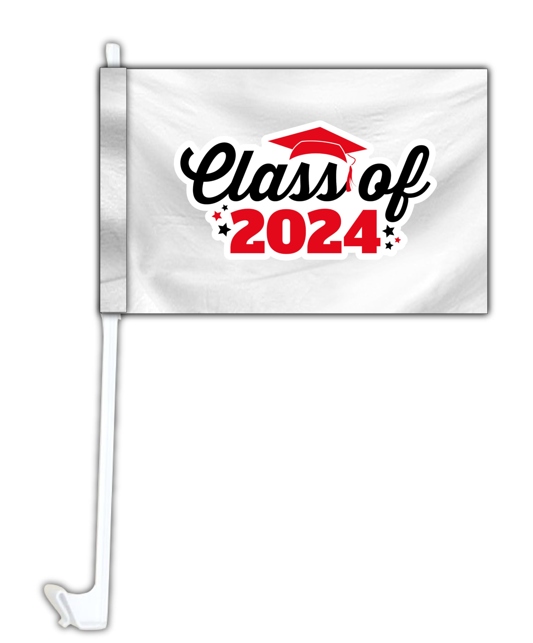 Class of 2024 Graduation Senior Grad Car Flag Set Of 2 (Red)