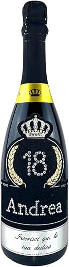 Swart Birthday Gift - Happy Birthday Bottle 0.75L, 1.5L, 3L - Customize the Label with Name, Age and Dedication for the Birthday Boy with Genuine Crystals - High Quality Italian Sparkling Wine