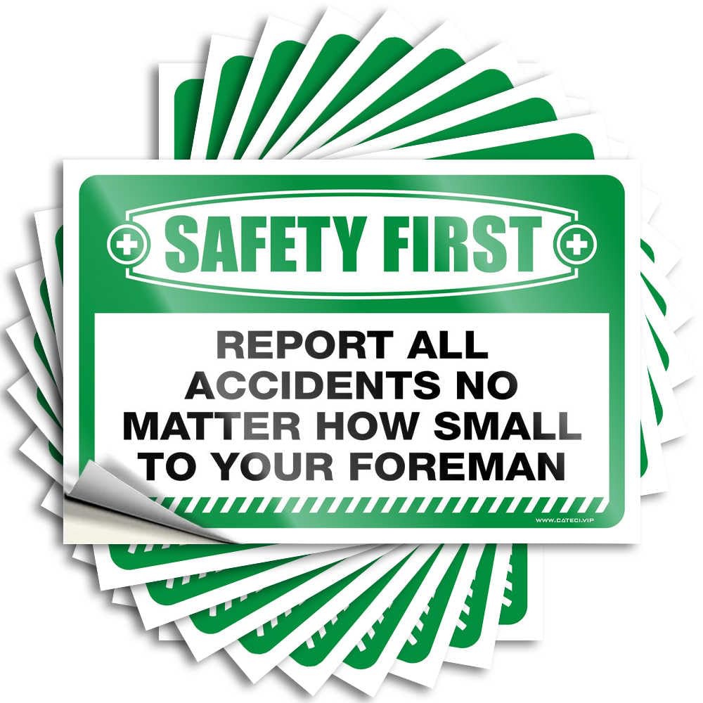 Car Accessories Safety First Report of All Accidents No Matter How Small for Your Foreman Stickers 10 Pieces for Men Cave Decoration (8 x 12 cm)