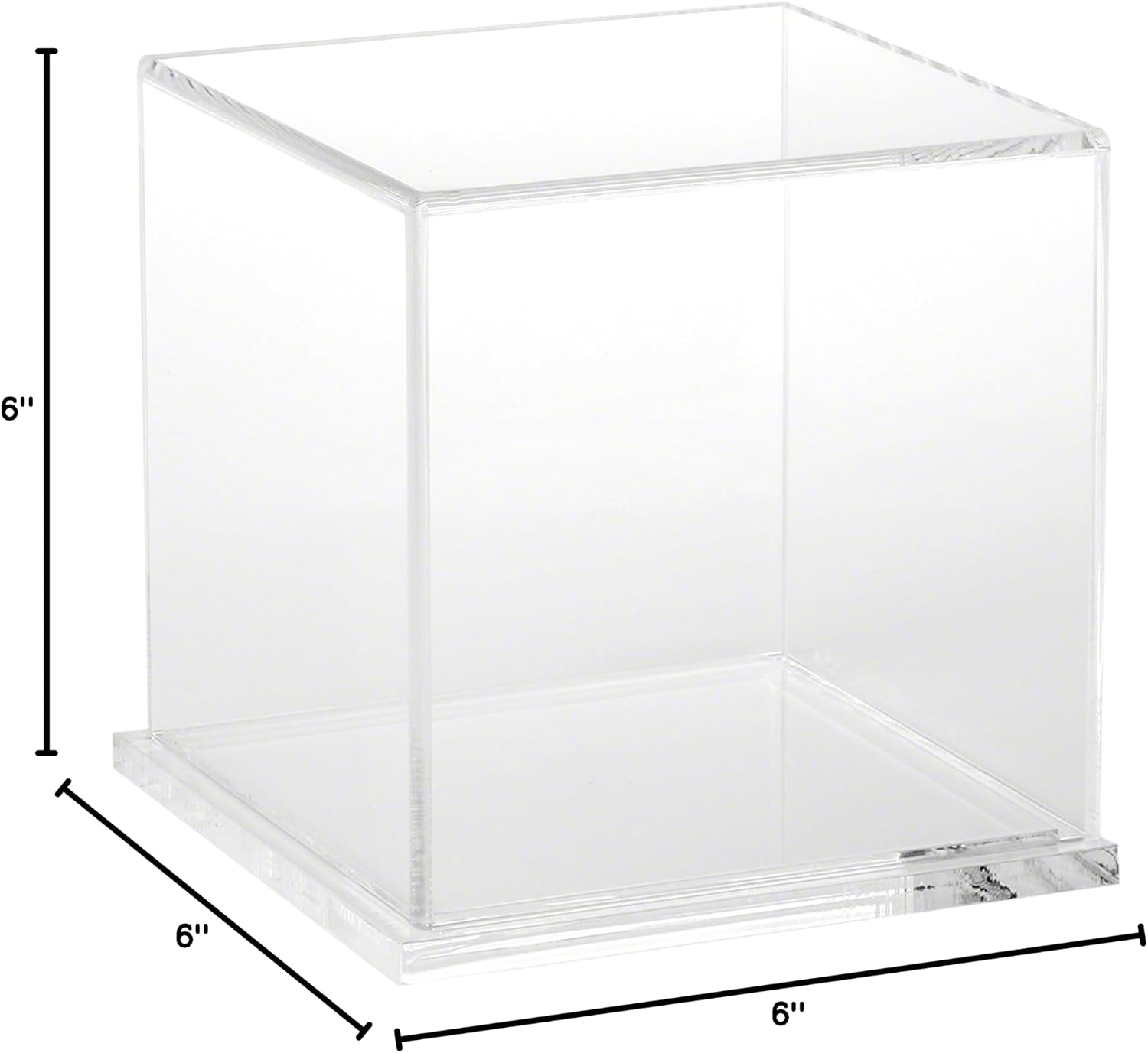 Plymor Clear Acrylic Display Case with Clear Base, 6" x 6" x 6"