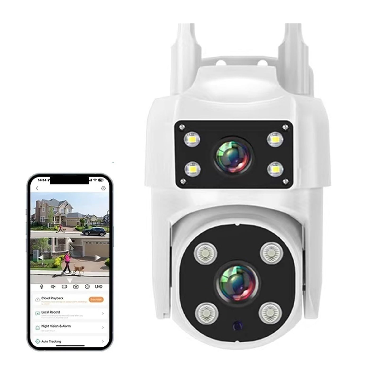 JVDDI 2MP PTZ WIFI IP Camera Dual Lens Screen Full Color Night Vision AI Human Tracking Outdoor Wireless CCTV Survalance Cameras(Camera Add 32G)