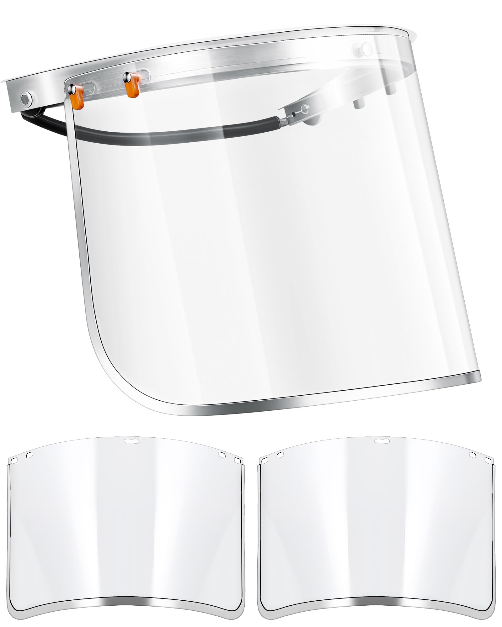 Tellegloww 1 Aluminum Face Shield Adapter with 3 Pcs Safety Faceshield Replacement Visors for Cap-style Hard Hat Clear Safety Face Shield for Grinding