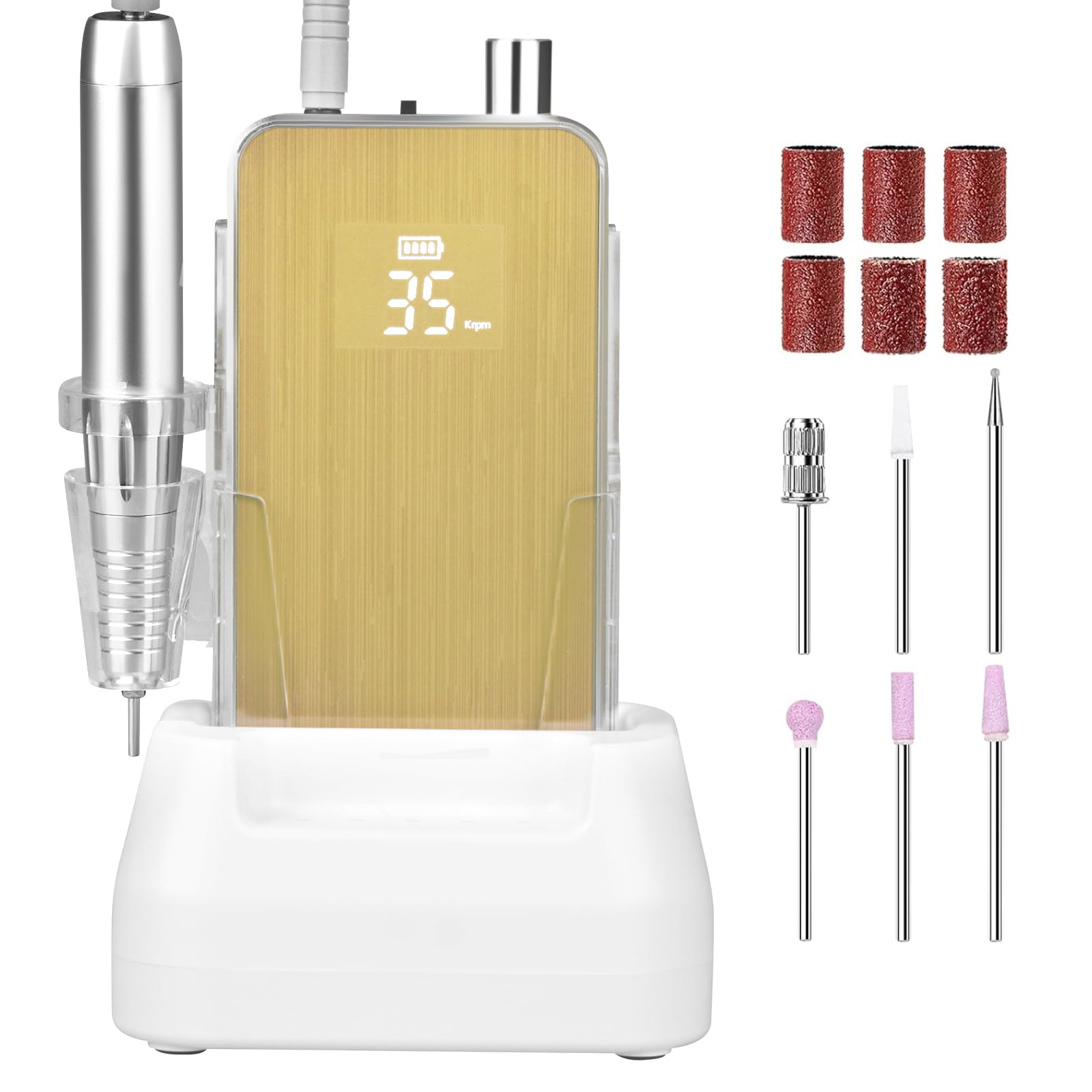 Photo 1 of ***no directions included*does not start the polisher***Professional Portable Nail Drill, 2-in-1 AZ GOGO 35000RPM Rechargeable Cordless Electric Nail Drills for Acrylic Gel Nails - 60W Coreless Motor Quieter, High Efficiency Pro E-File for Salon & Home***