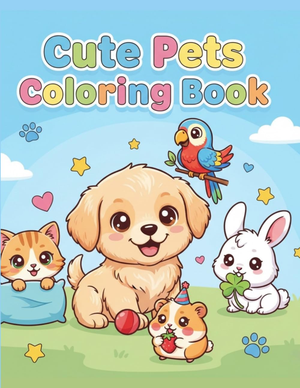 Cute Pets Coloring Book for Kids: Adorable Dogs, Cats, Bunnies & More Fun Coloring Pages for Kids Ages 3–8 (Cute Animals Coloring Books for Kids)