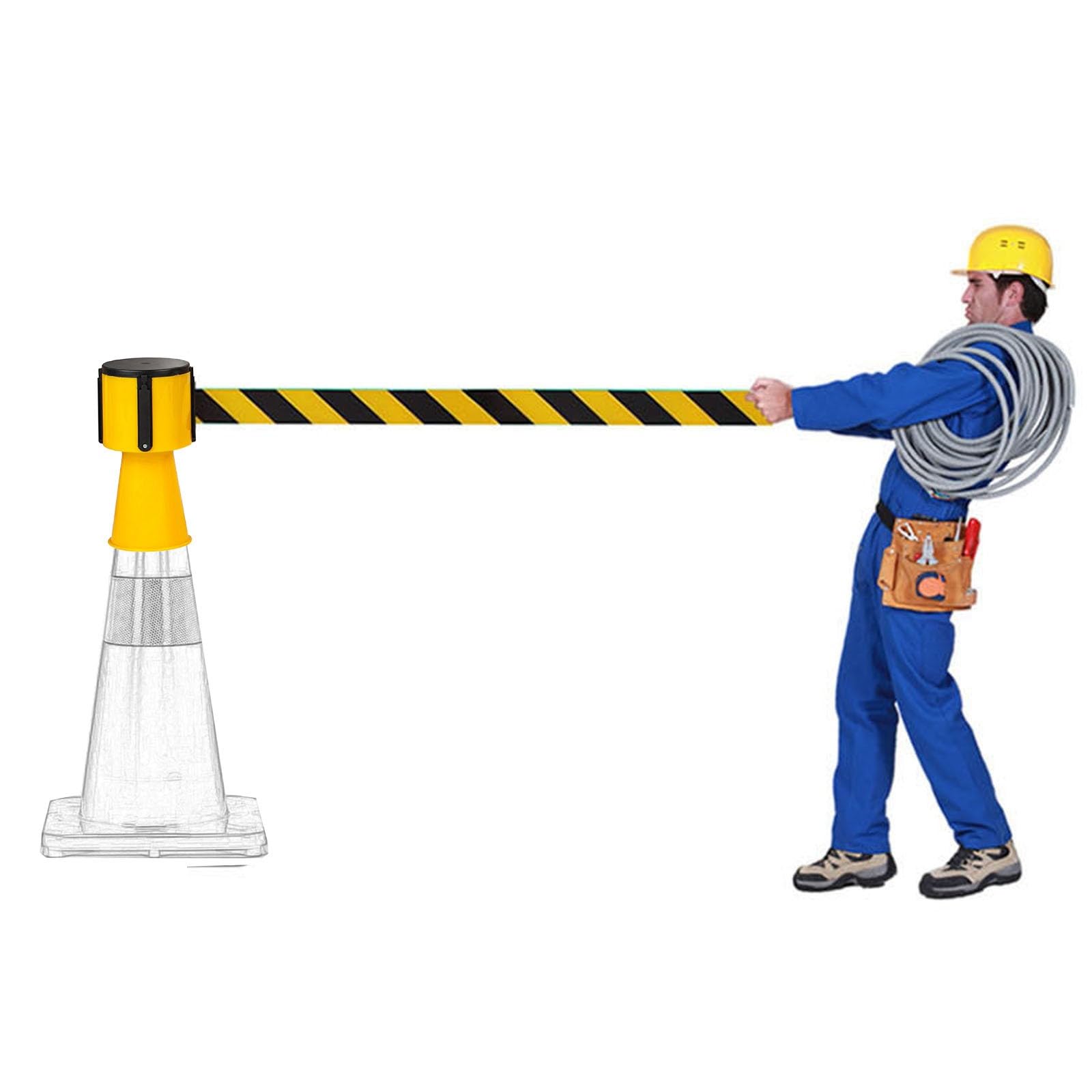 GTHTUHFD Retractable Traffic Cone Tape - 6.6/9.8/16/32Ft Mountable Hazard Caution Tape For Traffic Control & Pedestrian Safety,B-2M/6.6FT