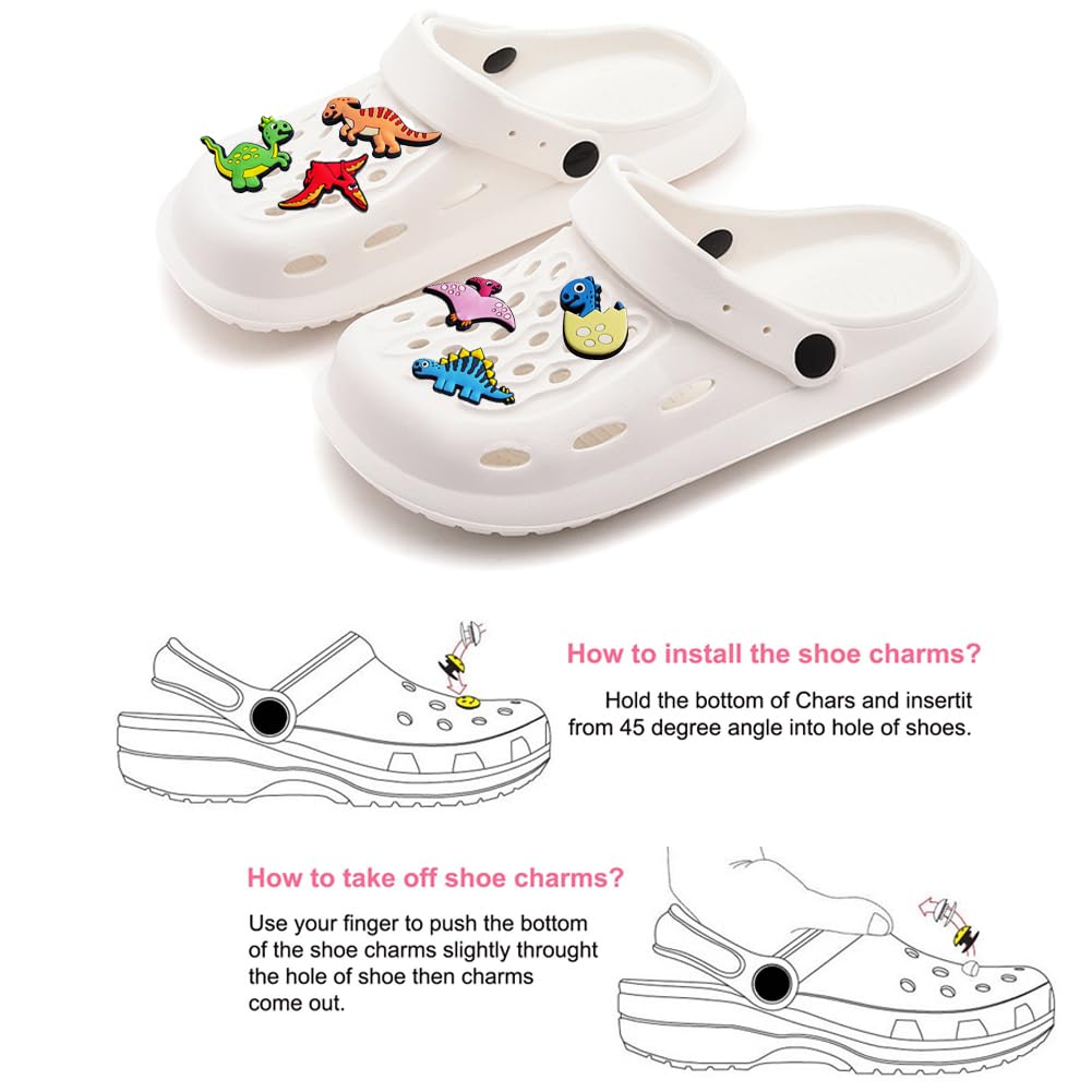 Dinosaurio Encantos del Zapato 38PCS Cute Cartoon Zapato Decoración Croc Charms para Niñas Mujeres Niños Adultos, Regalo para Fiesta de Cumpleaños