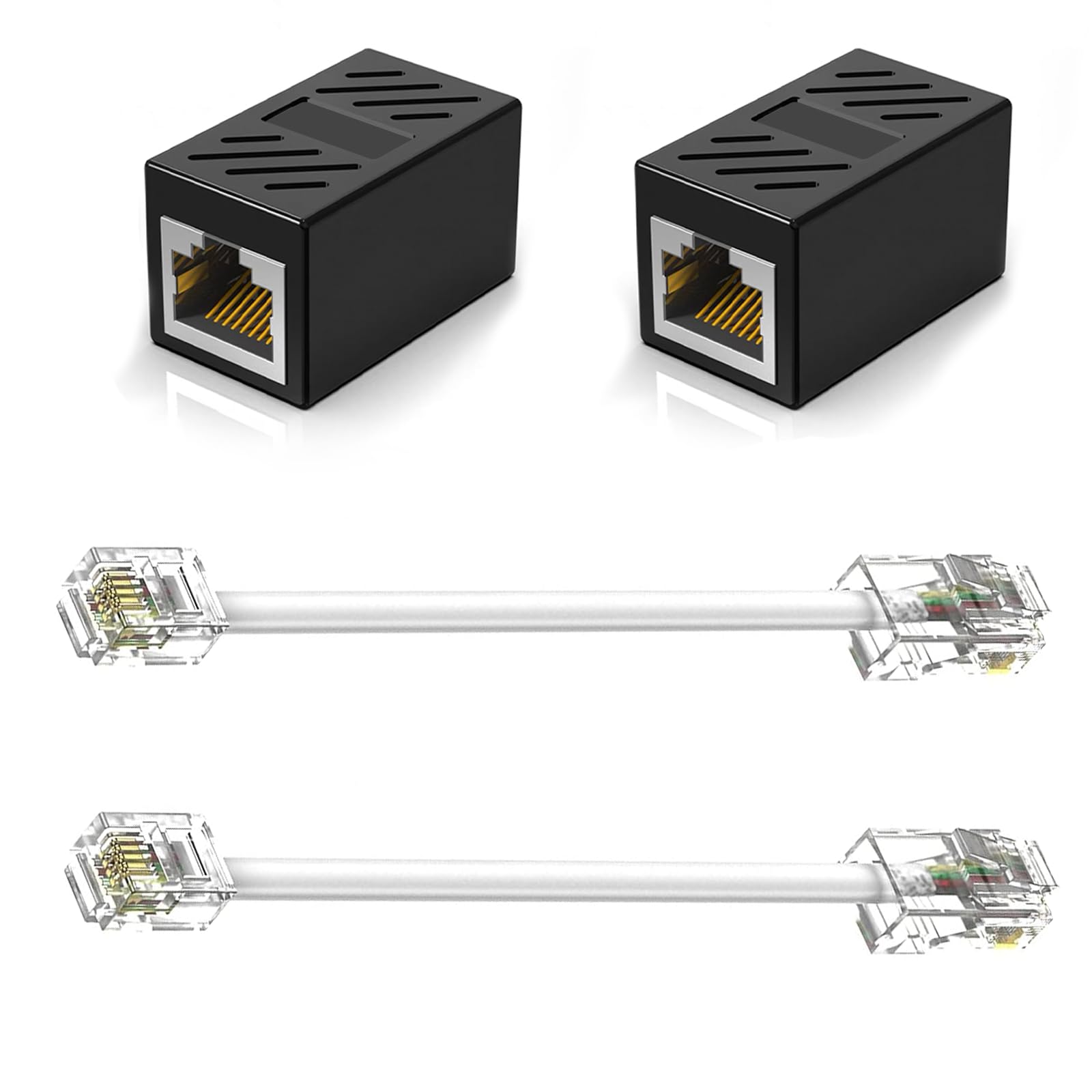 Telephone Line RJ45 to RJ11 Adapter, Telephone Jack to Ethernet Cable Adapter, RJ45 Female to RJ11 Male for Fixed Telephone Services(2 Pack)