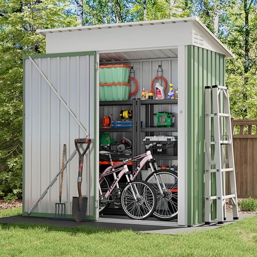 UDPATIO Abri de Jardin Métal 164x101x181 cm - Cabane de Jardin Extérieur avec Toit Incliné et...