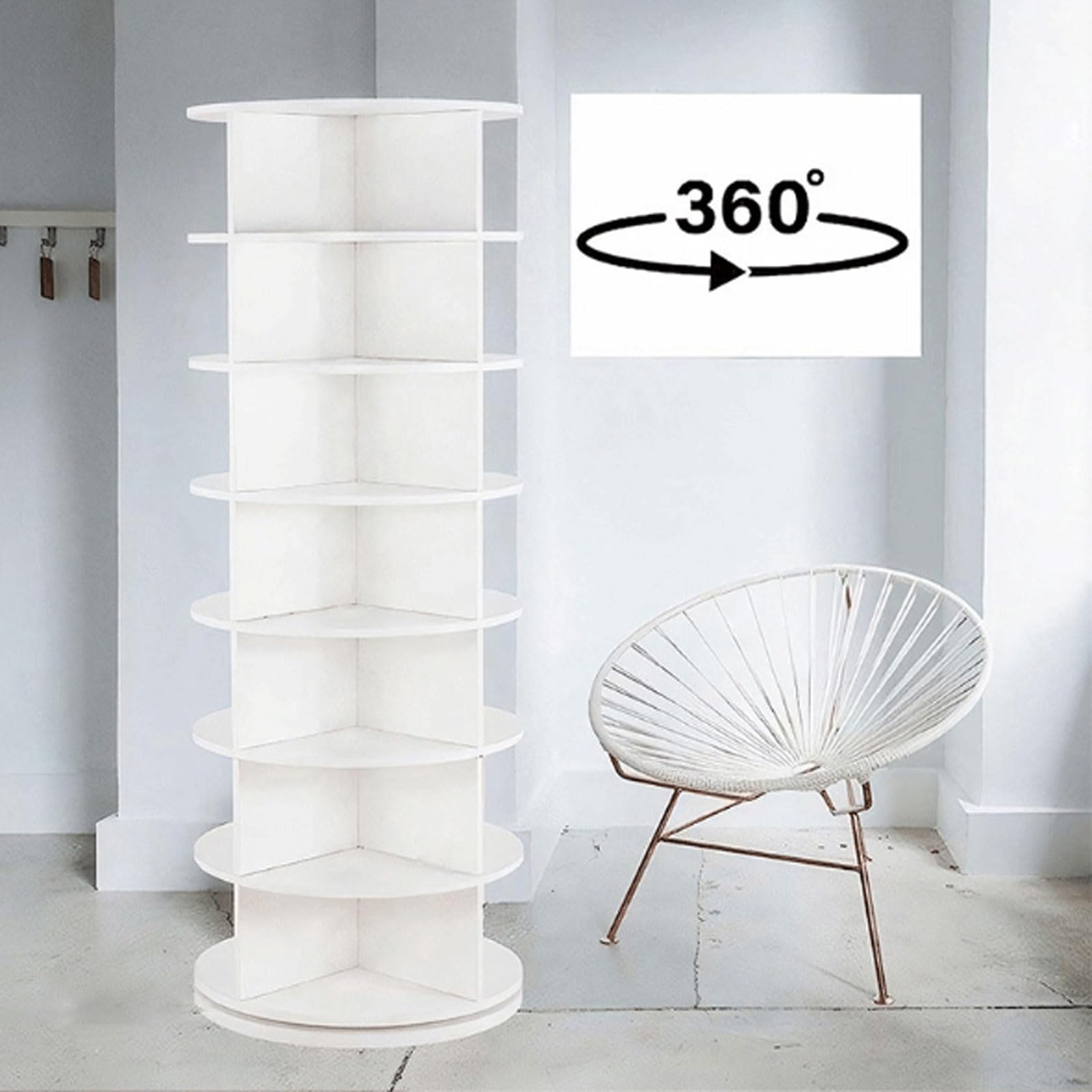 Zapatero Que Ahorra Espacio, Torre de Zapatero Giratorio fácil de Usar, Almacenamiento de Zapatos de Madera de 4 Niveles para Esquina de Entrada Estante Giratorio