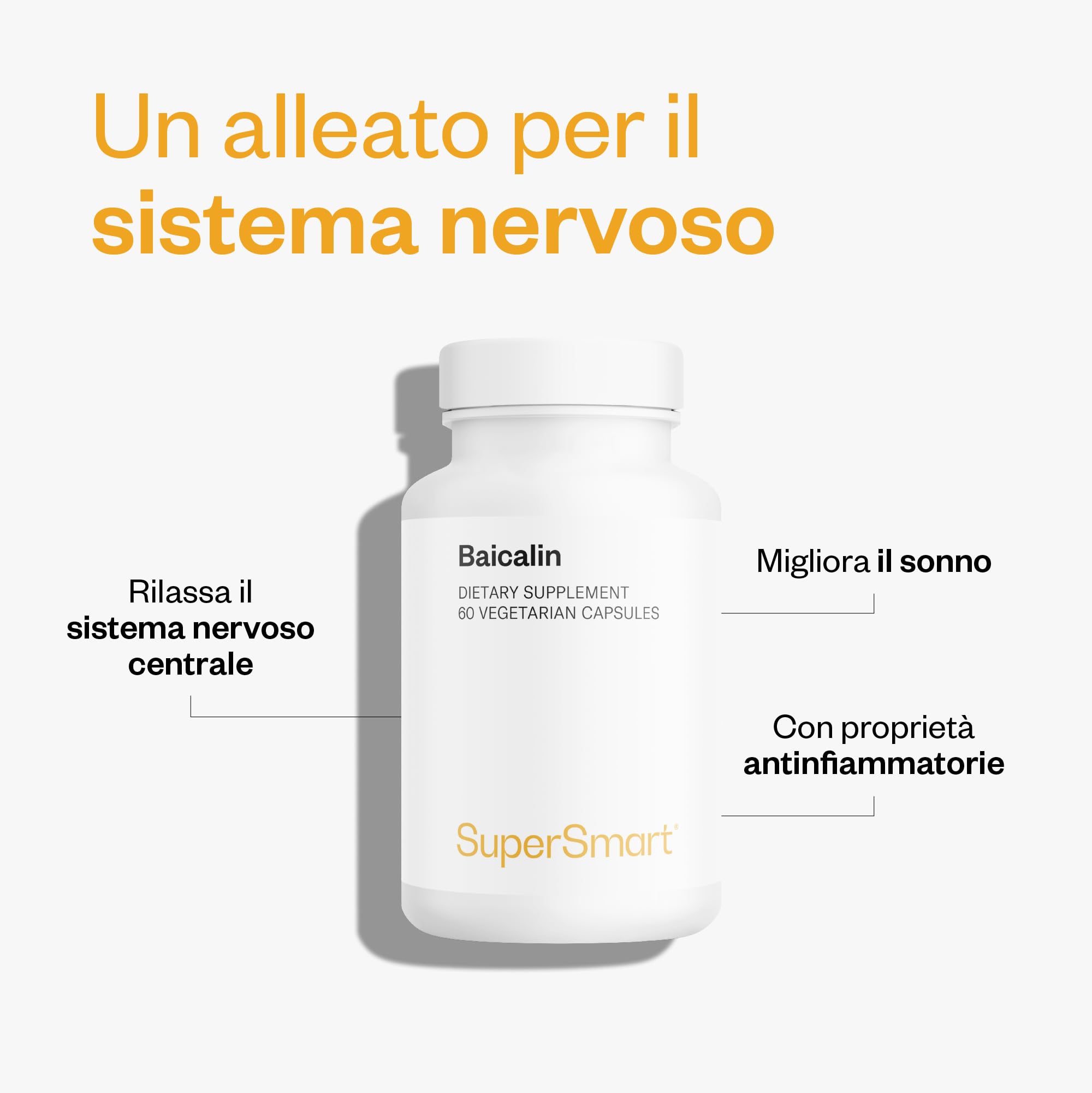 Baicalin 500 mg - Contribuisce alla buona salute del fegato - Aiuta a pulire e disintossicare il fegato - Proprietà rilassanti, antivirali e antinfiammatorie - Vegano - Supersmart