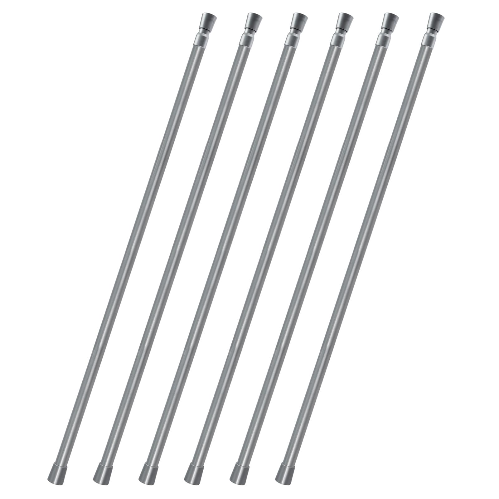 6PCS 102-190cm Curtain Poles Telescopic Tension Curtain Rail No Drill Adjustable Tension Rod Shower Rail Curtain Pole for Kitchen Cupboard Bathroom Window (6PCS Gray, 102-190cm)