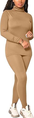 Miniatura 2 de Mokoru Conjunto deportivo de 2 piezas para mujer con cuello alto manga larga para entrenamiento pantalones deportivos