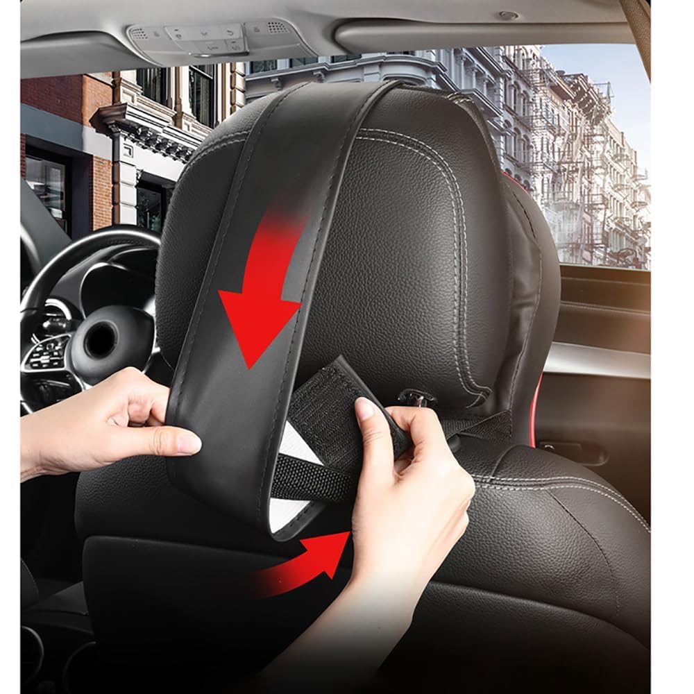 Cuscino di Supporto Lombare e Poggiatesta per Auto per Peugeot 408 P54 SUV Coupe 2022-2025,Collo Cuscino Supporto Lombare Traspirante Schienale Sedile,B-Black Red 1pair