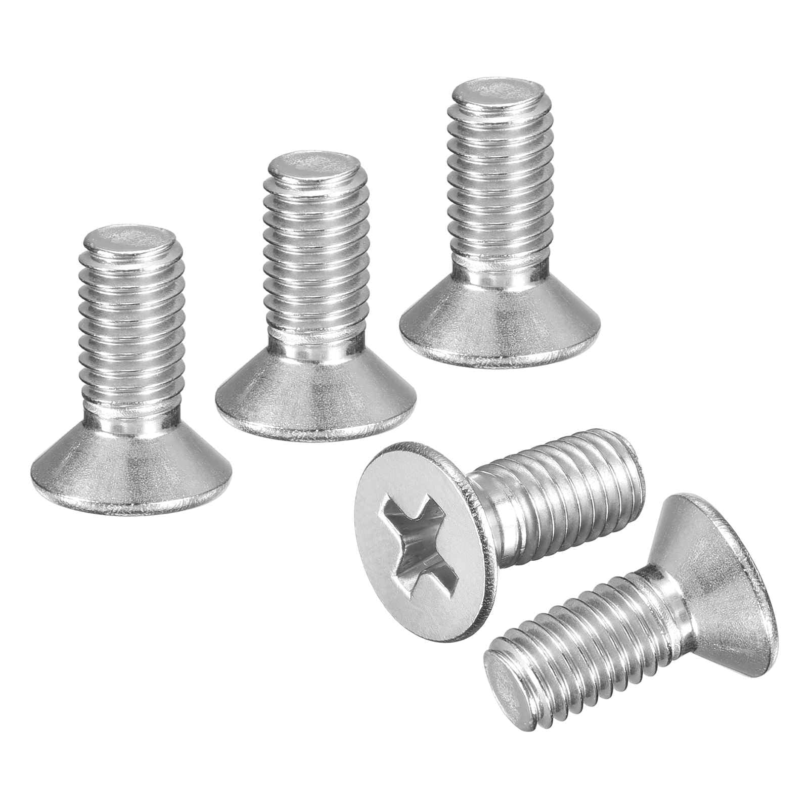 DTGN M5-0.8x12 Flat Head Countersunk Machine Screws - 60pcs - Good for Furniture and Machinery - 304 Stainless Steel Phillips Machine Screws Bolts - Silver