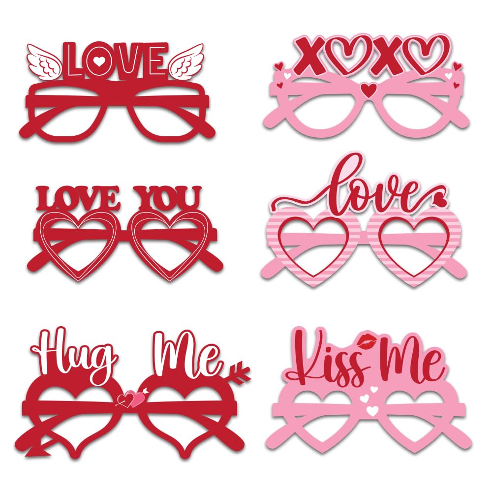 Festiko® Set of 6 Pcs Valentine's Day Party Glasses, Love Glasses For Couples, Valentine's Glasses Photo Props