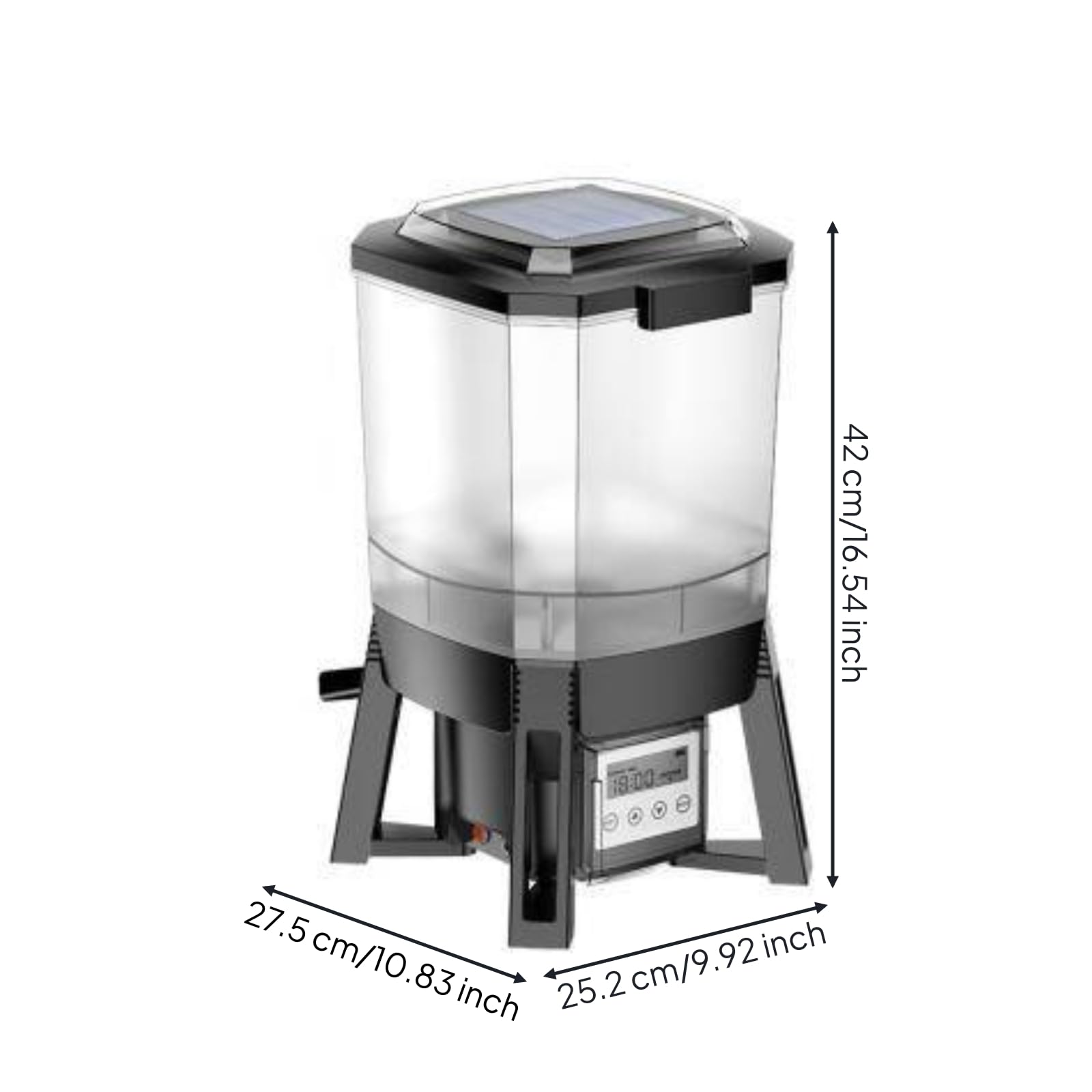 Aquarium Futterautomat Teichautomat Fütterungsgerät Futterspender mit Sichtbehälter Fester Zeitplan 1 Bis 6 Fütterungen, Solarbetriebener Fischteich-Futterautomat CFF-206