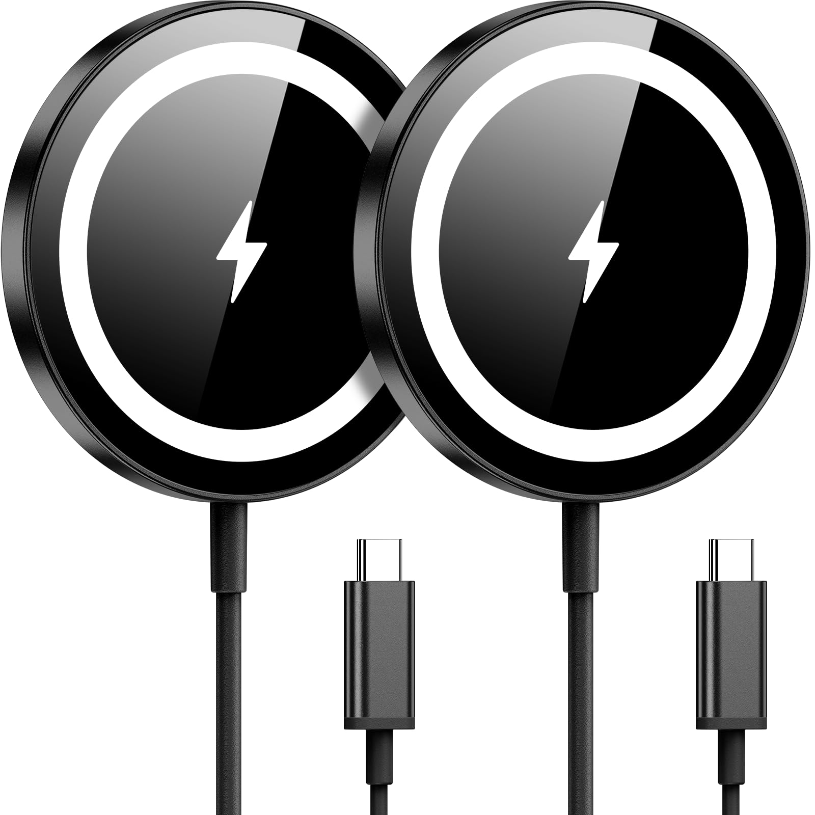 for Apple Mag-Safe Charger 2 Pack, Magnetic Wireless Charger for iPhone 17/17 Pro/17 Pro Max/Air/16 15 14 13 12 Pro Max Plus mini,Charging Pad for Airpods Pro 3 2,Strong Magnet, Black