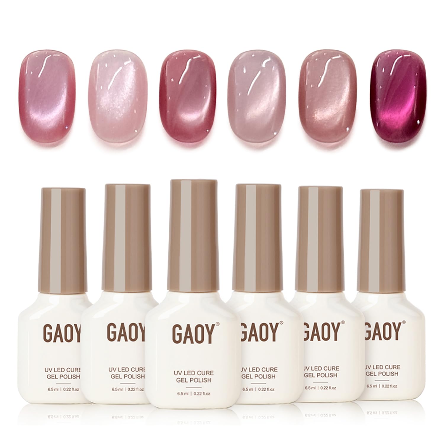 GAOY Pink Cat Eye Gel Nail Polish Set