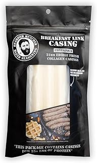 Bearded Butchers Edible 21mm Collagen Breakfast Sasuage Casings, 3 Pack – Perfect for DIY Breakfast Sausage Links, Easy to Use, Holds Up to 25 lbs of Meat, Ready to Use, No Soaking Required