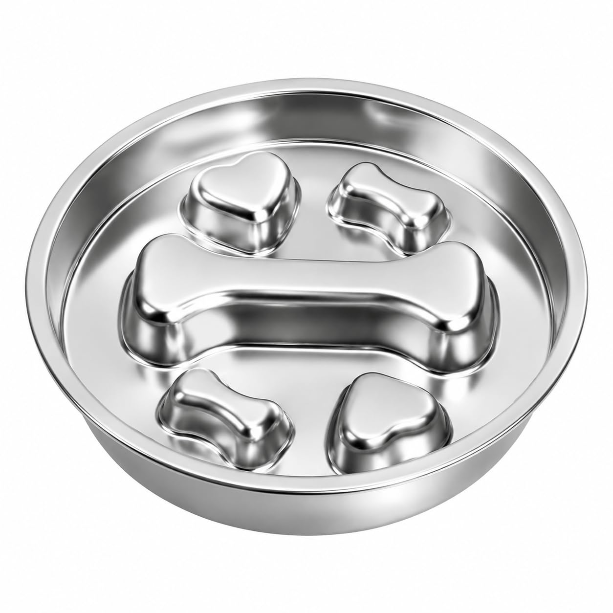 LOS ANDES Stainless Steel Slow Feeder Dog Bowl 18cm, 304 Stainless Steel Anti Choking Bowl for Small Medium Dogs, Raised Bone Maze Design Non Slip Puppy Food Bowl, Healthy Eating Bowl for Pets