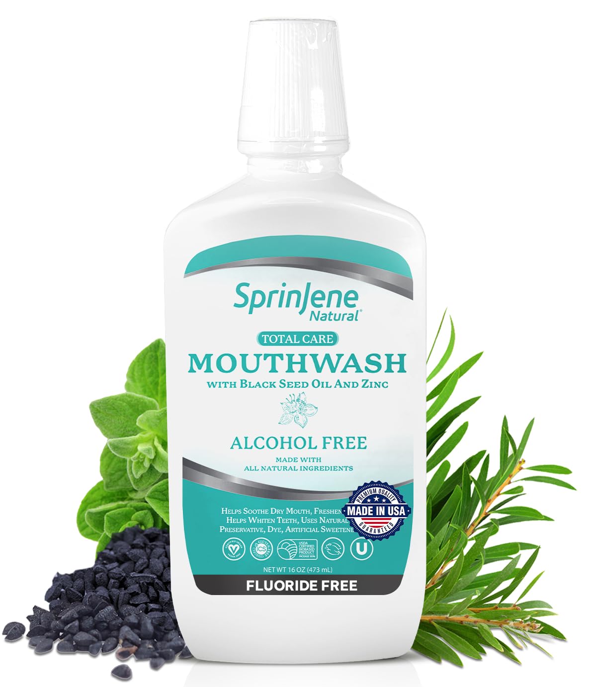 SprinJene Mouthwash with Black Seed Oil and Zinc