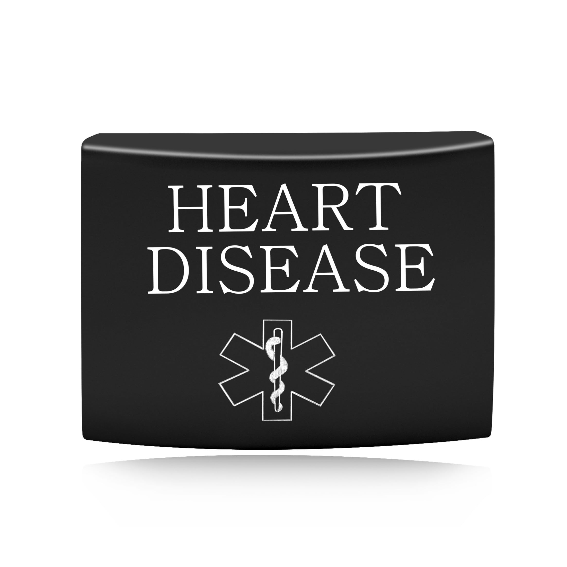 Oneress Black HEART DISEASE Medical ID Watch Band Label Stainless Steel Engraved Apple Watch Medical ID Tag for Men & Women, Durable Health Safety Band YA4313 Black-HEART