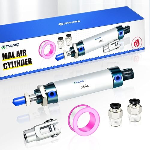 Miniatura 7 de TAILONZ PNEUMATIC Cilindro de aire de carrera de 1.260 in de diámetro de 1.969 in de doble acción con conector en Y y 2 piezas de ajuste de 0.315 in