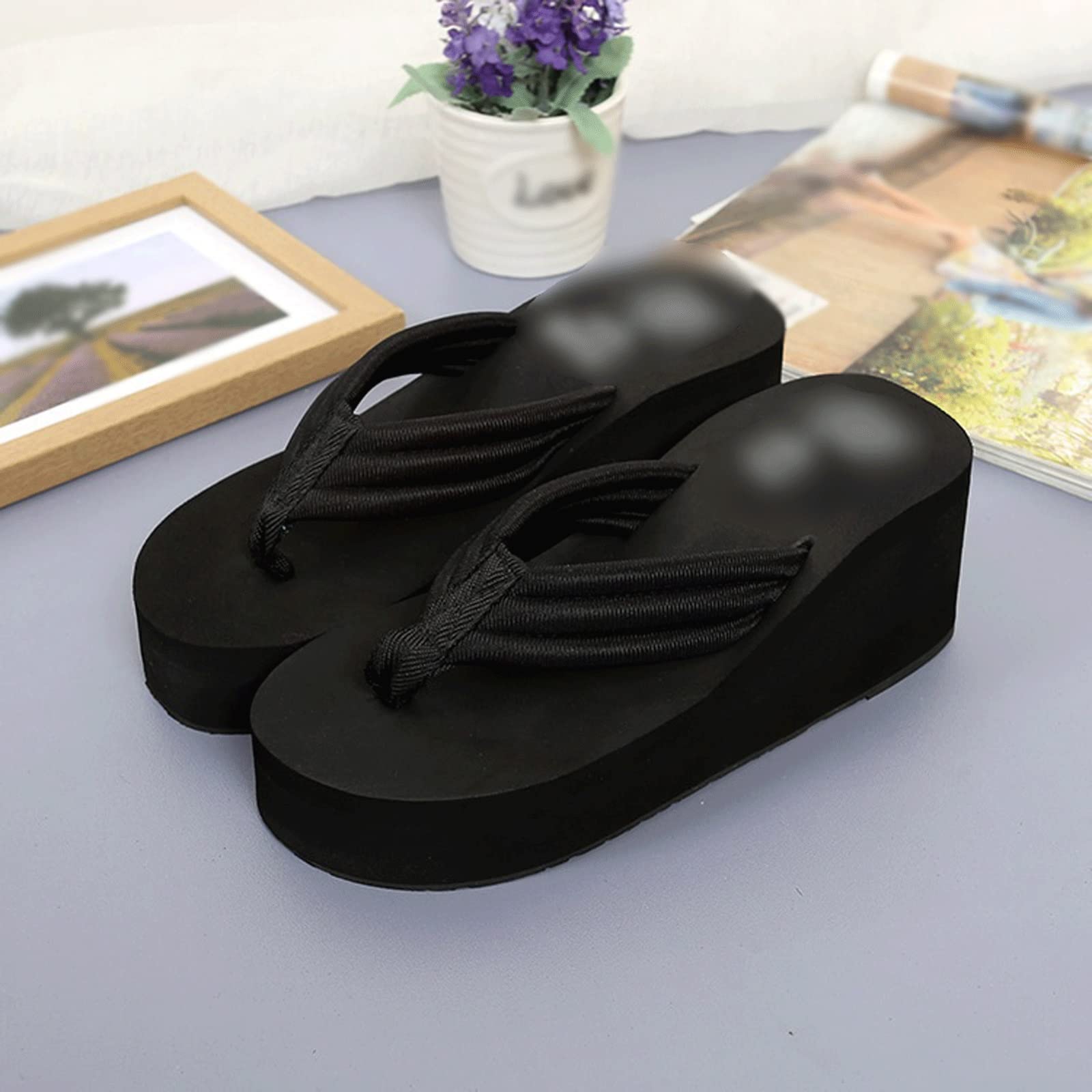 RXZCHH Klapki damskie damskie klapki japonki letnie kapcie plażowe na co dzień na zewnątrz kliny ły damskie buty Leisure9